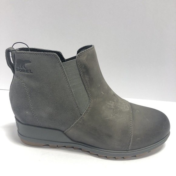 Sorel Women's Evie Pull-On, Gray Leather Booties, Size 10M